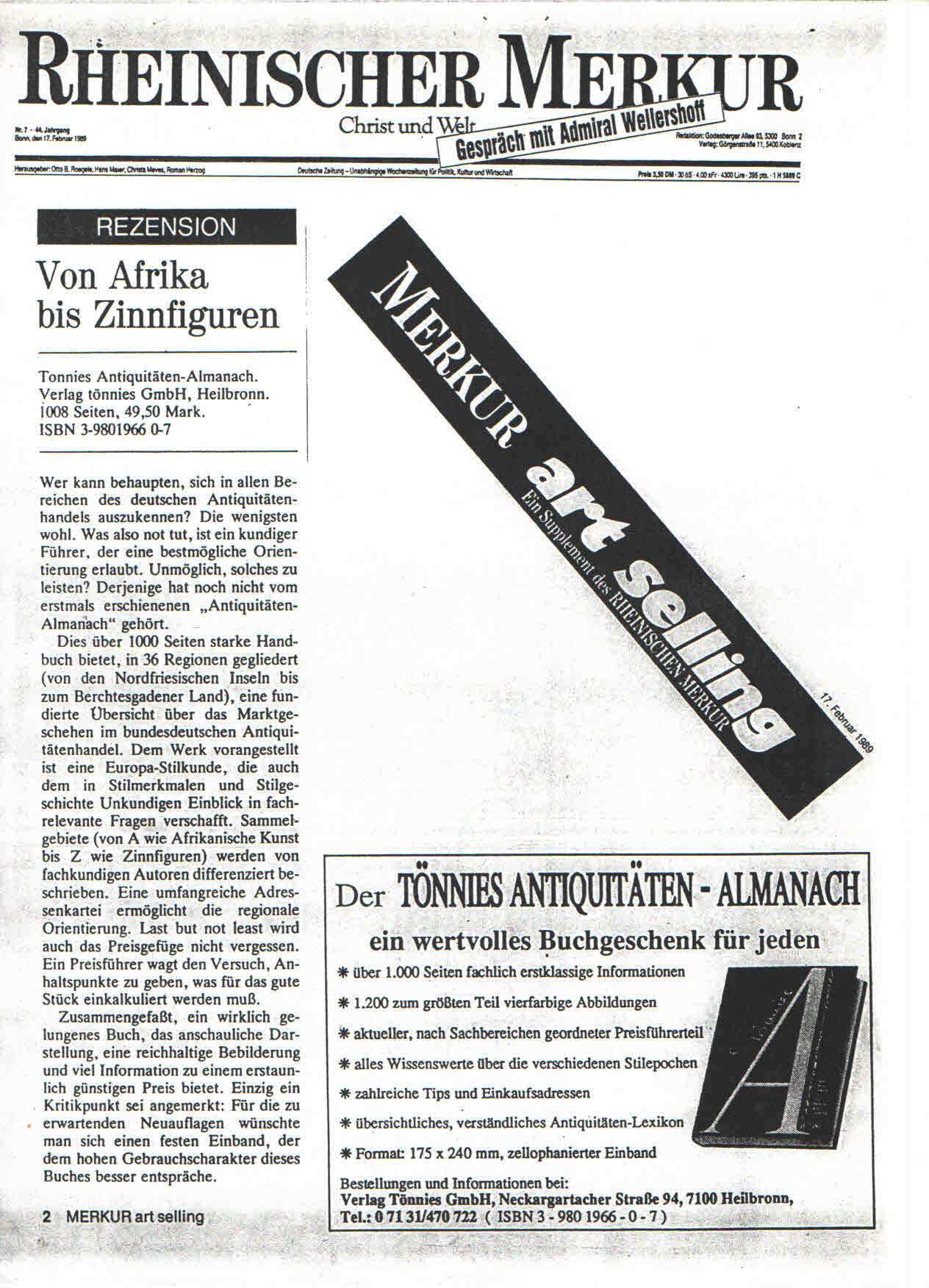 Tönnies Almanach, Rheinischer Merkur