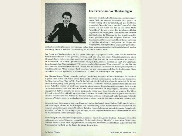 Tönnies Almanach, Vorwort Rainer Tönnies 