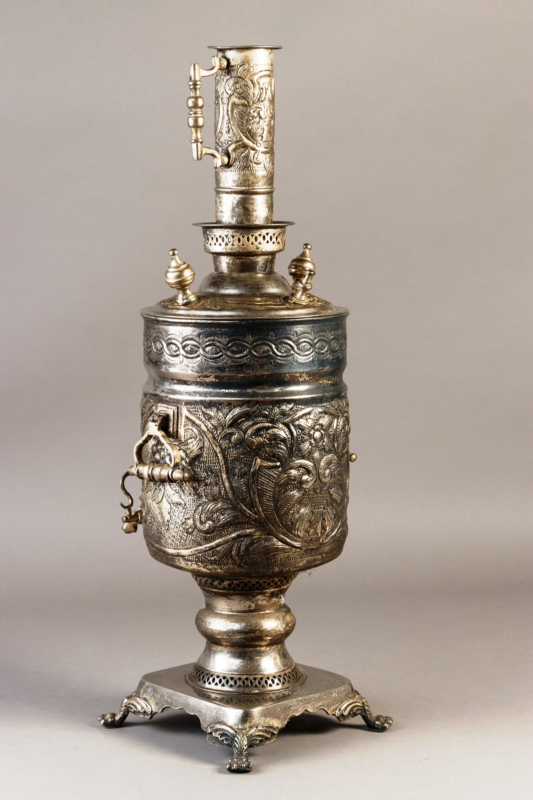 Marokkanische Teemaschine mit Zubehör, 1890, versilbert ... große Handwerkskunst!