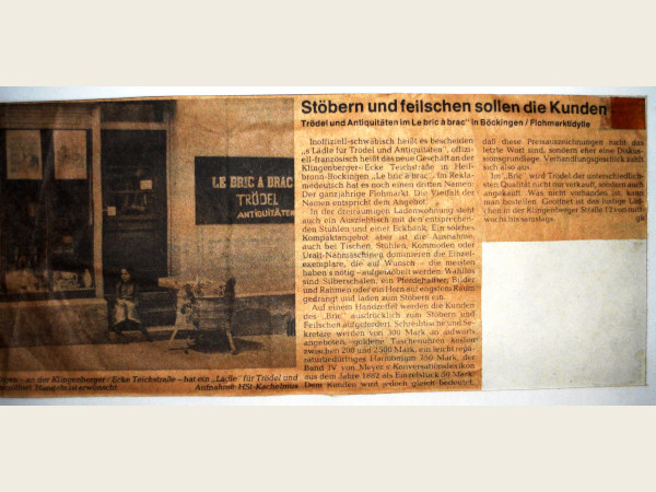 Le Bric a Brac - Erstes Geschäft in Heilbronn-Böckingen 1973